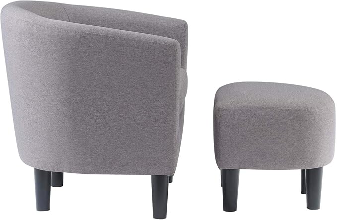 Convenience Concepts Take a Seat Churchill Accent Chair with Ottoman Cement Gray Fabric