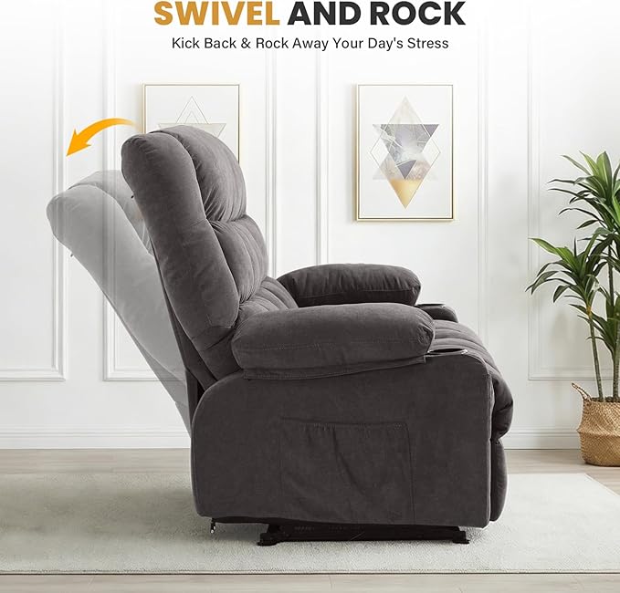 BOSMILLER Reclining Sofa with Cup Holders for Living Room 3 Seat Manual Sofa Recliner with Side Pocket