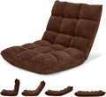 Giantex Folding Sofa Chair with 14 Adjustable Positions Padded Sleeper Bed Couch Recliner Gaming Floor Chair for Adults (Brown)