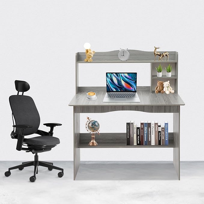 Home Office Desk with Bookshelf Laptop Desk Writing Study Desk for Small Space Bedroom Dormitories Schools 39x13x47 Inch