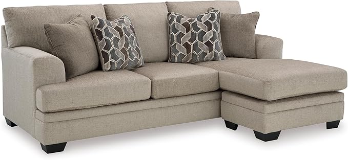 Signature Design by Ashley Stonemeade Casual Right-Arm Facing Sofa Chaise with 4 Toss Pillows Light Brown