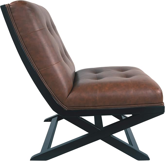 Signature Design by Ashley Sidewinder Mid-Century Modern Faux Leather Accent Chair Brown