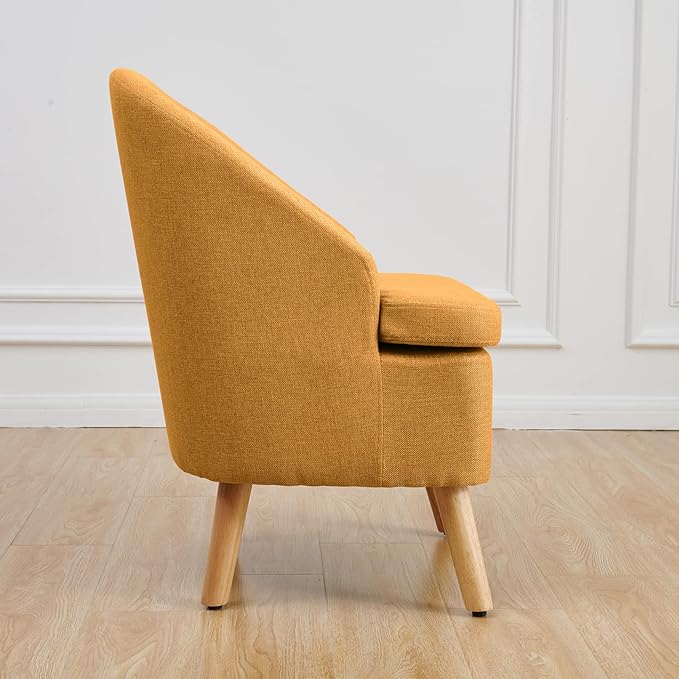 Accent Upholstered Club Cute Dirty Yellow Tub Chairs with Barrel Style Comfortable Round Side Sofa Chair Sitting Sofa Chair for Living Room Bedroom Small Spaces