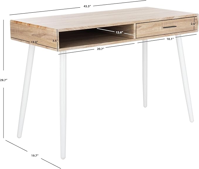 Safavieh Home Office Jorja Modern Natural and White 1-drawer Desk