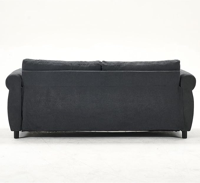 TTK 80.7 Queen Sized Pull Out Sofa Bed 2-in-1 Convertible Sleeper Couch with Memory Foam Mattress &amp Solid Wood Frame for Living Room Apartment &amp Small Spaces Gray