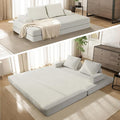 87 Folding Sofa Bed King Size Convertible Sleeper Sofa with Movable Backrest Foldable Futon Floor Couch Bed Chenille Boneless Couches for Living Room(White)