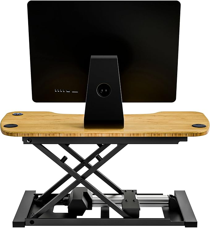 VERSADESK® PowerPro™ 36” x 24” Standing Desk Converter | 36 Inch Electric Height Adjustable Sit to Stand Desk Riser w/Keyboard Tray &amp USB Hub - Ergonomic Workstation for Home &amp Office Bamboo