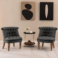 Giantex Accent Chair Set of 2 Single Sofa Chair with Tufted Backrests Beech Wood Legs Mid Century Corner Chairs Armless Slipper Chairs for Living Room Study Bedroom Reception Gray