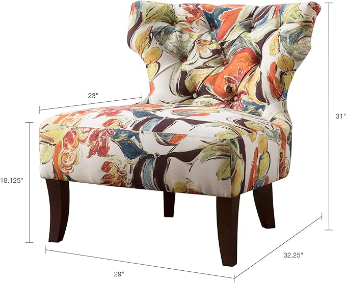 Modern Chic Erika Accent Chair with Button Tuft &amp Solid Wood Legs for Living Room Decor