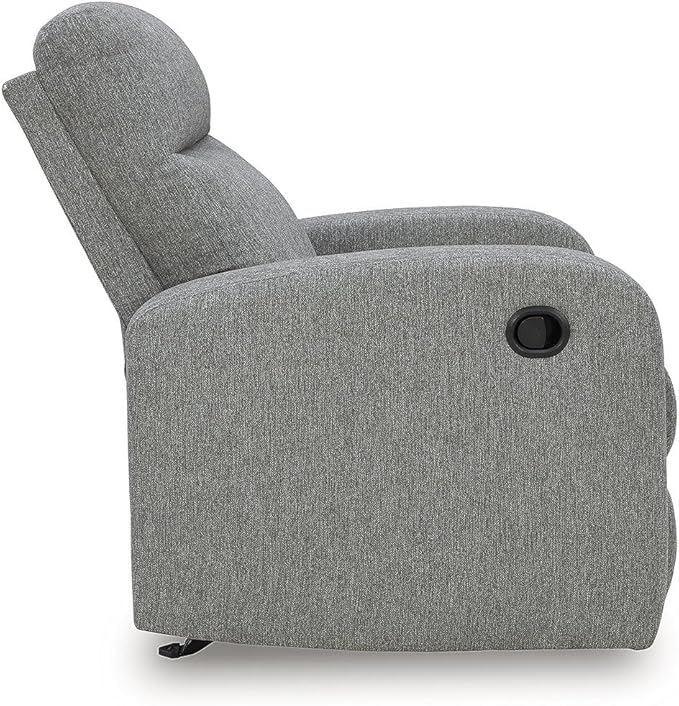 Signature Design by Ashley Carrigan Lane Modern Pull Tab Rocking Recliner Light Gray