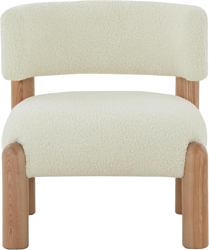 SAFAVIEH Couture Collection Rosabryna Modern Scandinavian Ivory/Natural Faux Shearling Accent Chair (Fully Assembled)
