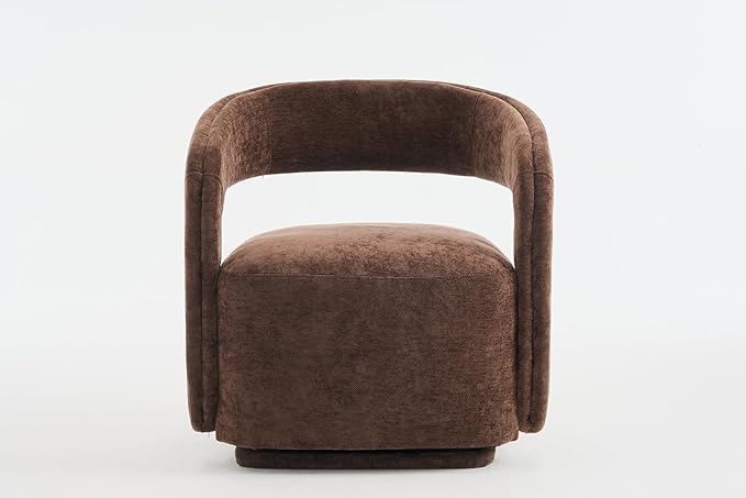 KEIKI Swivel Barrel Chair Modern Accent Chair for Study/Reception 360° Rotation Ergonomic Design Easy Assembly Comfy Chenille Fabric