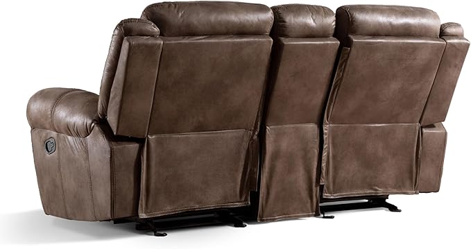 24/7 Shop at Home Amos Oversized Nursery Glider Recliner Chairs for Adults Manual Comfy Reading Couch Overstuffed Reclining Loveseat Sofa Adjustable Comfy Theater Seating for Living Room Brown