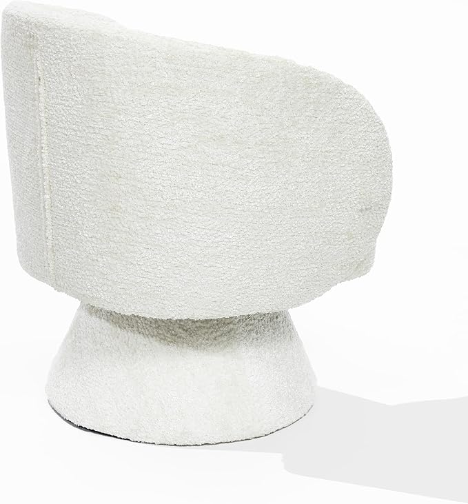 LuxenHome Swivel Barrel Accent Chair Club Swivel Chair with Upholstered Boucle Accent Chair with 360 Wood Base Arm Chairs for Living Room Bedroom Nursery Accent Sofa Chairs Cream
