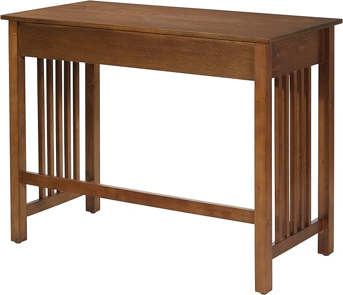 OSP Home Furnishings Sierra Writing Desk with Pull-Out Drawer and Mission Style Side Panels Ash Brown
