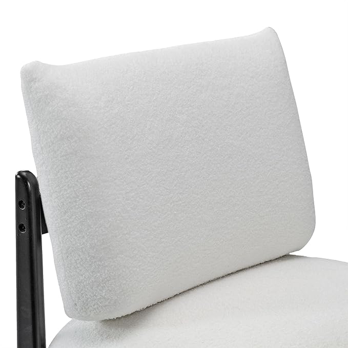 Modern Living Room Accent Chair Teddy Fleece Solid Rubberwood Frame Contemporary Lounge Seating for Reading Corner (White)