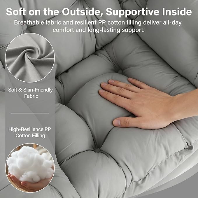 Lazy Chair with Folding Ottoman Modern Accent Lounge Armchair with Armrests and a Side Pocket &amp Foldable Footstool Leisure Reading Chair for Living Room Bedroom Dorm &amp Office Light Grey