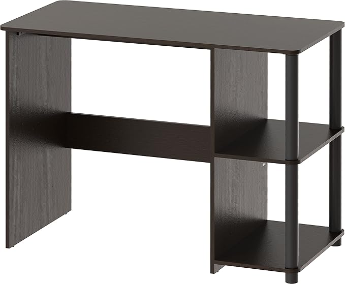 SHW 35-Inch Home Office Cyrus Desk with Open Storage Shelves Espresso