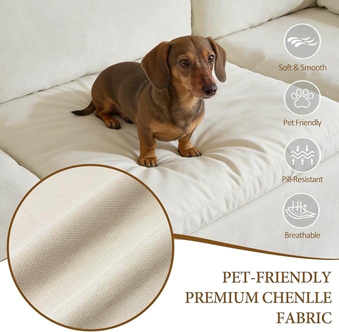 ANONER Modular Sectional Sofa Foot Rest for Couch Modern Cloud Couches Ottoman Upholstered Boneless Couch Foot Stool for Living Room Movable No Assembly Required Ottoman Beige | Premium Chenille