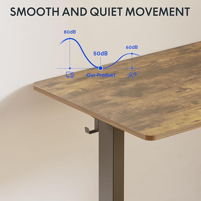 FLEXISPOT One-Piece Electric Standing Desk 55 x 28 Inches Adjustable Desk with Seamless Desktop Memory Controller Height Adjustment (Black Frame + Rustic Brown Desktop 2 Packages)
