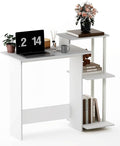 Small White Computer Desk Gaming Table Desk with Printer Desk Thin Table for Home Office Study Room