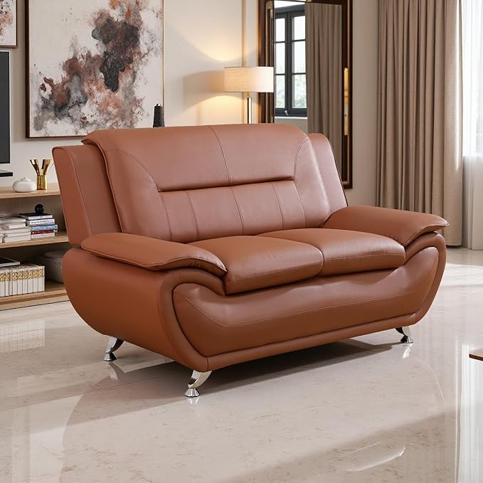 A Ainehome Sectional Sofa Couch Set Living Room Furniture Sets Modern Leather Sofa Loveseat Couch for Living Room(loveseat A-Orange)
