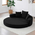 67-inch Convertible Futon Sofa Bed Round Folding Comfy Corduroy Upholstered Couch Bed with 3 Pillows Boneless Floor Lazy Loveseat Sofa for Living Room Apartment Small Spaces Pinstripe Black