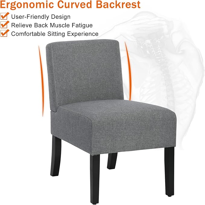 Modern Armless Accent Chairs for Living Room &amp Bedroom Thick Cushion &amp Solid Wood Legs Mid Century Design