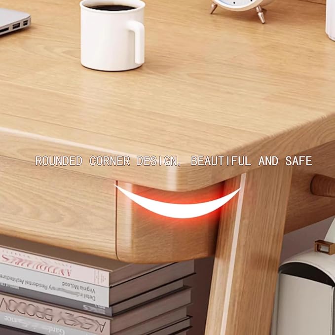 Small Desk with Drawers Solid Wood Computer Desk for Small Spaces Gaming Study Home Office Table for Work Student PC Table for Bedroom Escritorios para Cuartos (Only Desk L-80CM)