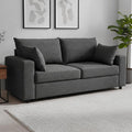 71 Loveseat Sofa Upholstered Love Seat with Deep Cushions &amp Removable Pillows Modern Polyester Couch for Bedroom Living Room &amp Office (Dark Gray)