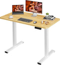 One-Piece Standing Desk 47 x 24 Inches Small Adjustable Height Desk Electric Sit Stand Desks Home Office Computer Workstation Maple