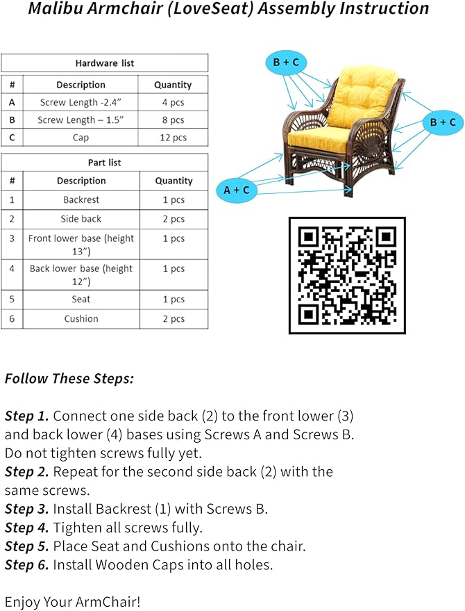 Wickerix Malibu Lounge Loveseat Natural Color Sofa Natural Rattan Wicker Handmade Design with Cream Cushions