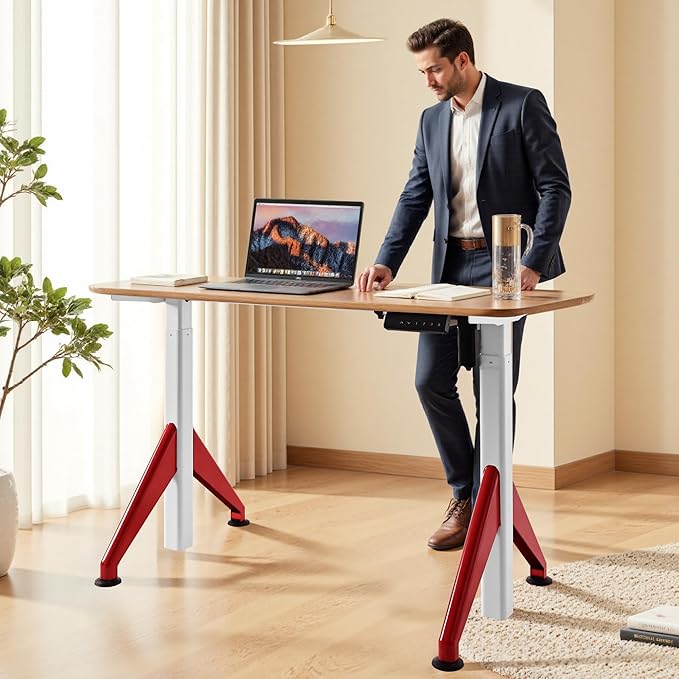 Fromann Electric Sit Standing Desk 47.2×23.6 Inches Height Adjustable Sit Stand up Desk for Home Office (Maplecolor)