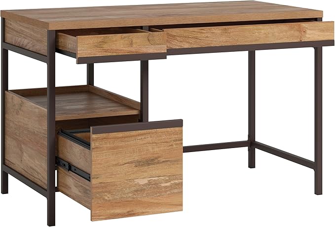 Sauder Manhattan Gate Single Pedestal Desk Sindoori Mango