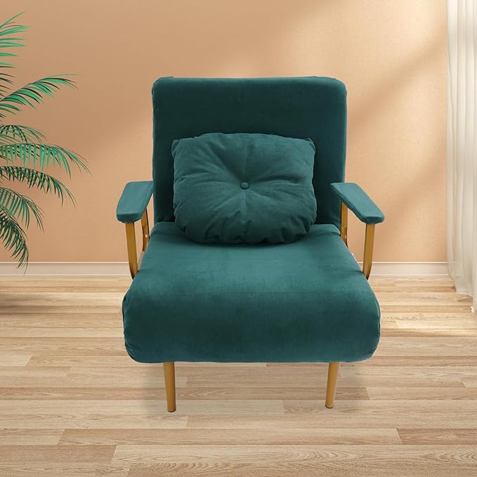 Sleep Chair Bed Convertible Sleeper Chairs for Adults 5-Position Recliner &amp 286lbs Capacity Green Folding Sofa Bed with Adjustable Backrest &amp Pillow for Small Space Office