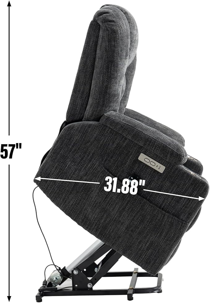 Large Power Lift Recliner Chair with Massage and Heat Overstuffed Wide Living Room Recliner Chairs Comfy Bedroom Recliners for Adults Lazy Boy Reclining Chair for Small SpacesGrey
