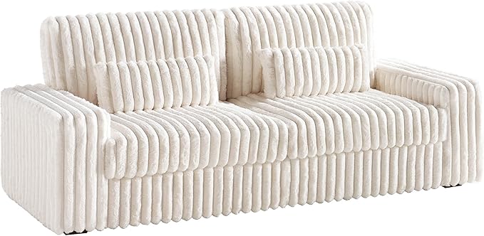 Jocisland 88 Inch Modern Couch Comfy Sofa with Lumbar Pillows 3 Seater Couch with Armrests Cloud Sofas for Living Room(Beige)