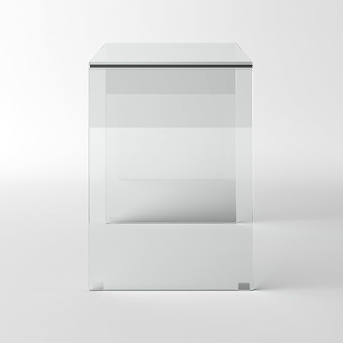 Neos Modern Furniture Bent Glass Computer Desk Rectangular Shaped PC Laptop Workstation Table for Home Office Clear