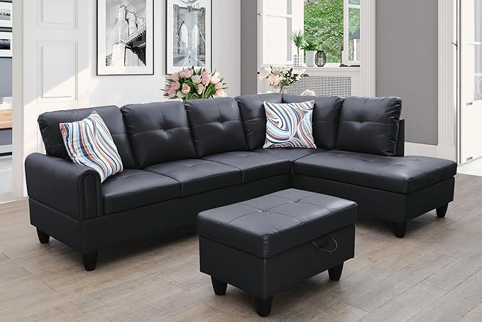 Bendigo Right Facing Sectional Sofa with Ottoman