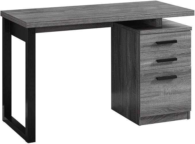 Computer Desk Home Office Laptop Left Right Set up Storage Drawers 48 l Work Grey Laminate Black Metal Contemporary Modern FQ353