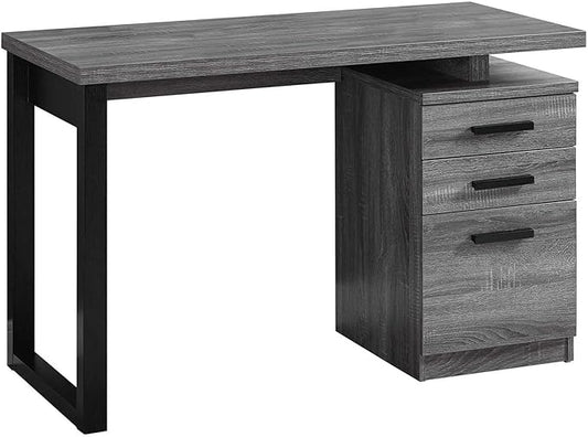 Computer Desk Home Office Laptop Left Right Set up Storage Drawers 48 l Work Grey Laminate Black Metal Contemporary Modern FQ353
