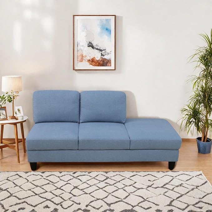 Sectional Sofas for Living Room Furniture Sets 4-Seat Modular Sectional Sofa with Armrests High Elastic Sponge Filled L Shaped Couch for Apartment Blue