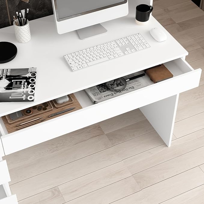 Homsee White Large 2-in-1 Computer Desk for 2 Person with 86.6 Tall Bookshelf 94.5 L Office Desk Writing Study Table with 6 Drawers 15 Shelves &amp 6 Doors for Home Office