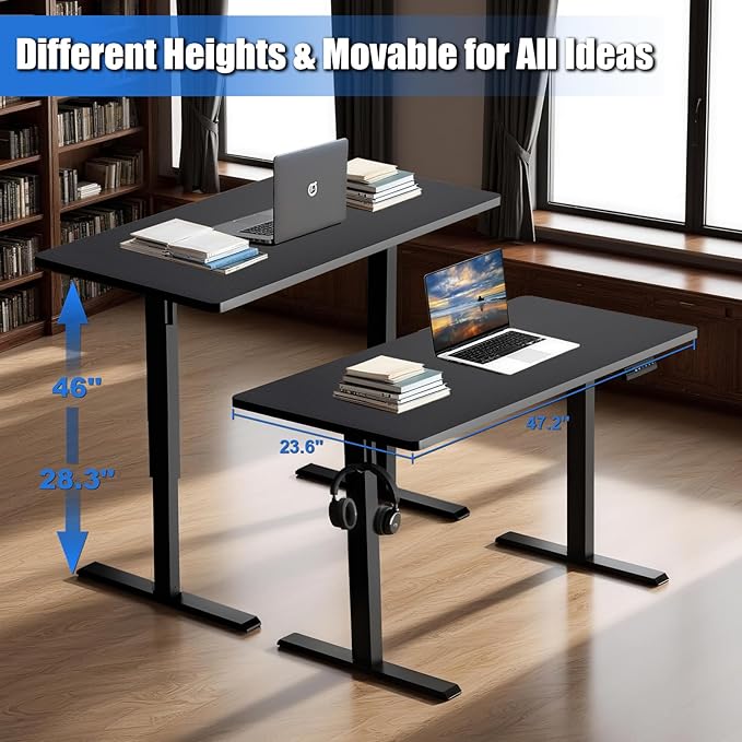 Whole Piece Standing Desk with Wheels Adjustable Height- Mobile Stand up Desk with Lockable Casters Portable Sit Stand Desks Electric for Home &amp Office Workstation