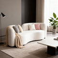 Curved couches for Living Room 2-Seat Luxury Couch 68'' Solid Wood and High-Density Foam Lamb Fleece for Small Space Bedroom Apartment Home Office White