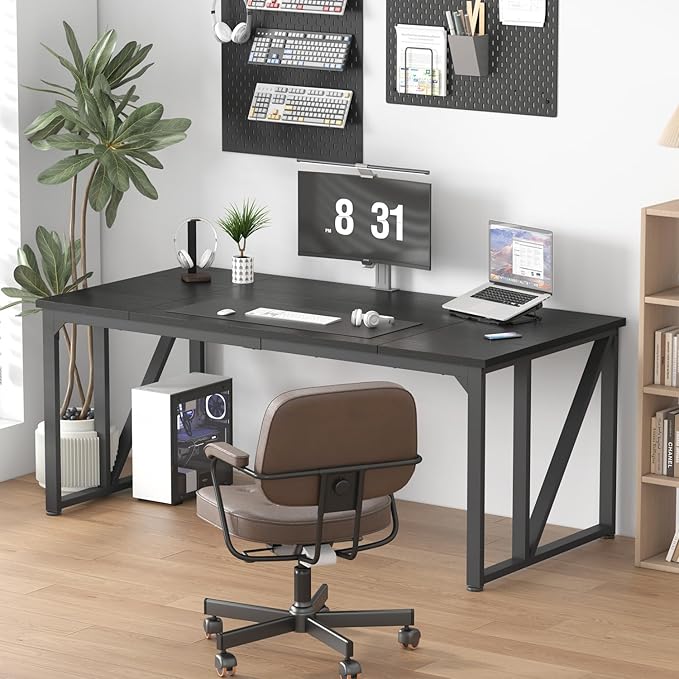 70×30.7 Inch Computer Desk with Deeper &amp Thicker Desktop Executive Office Desk with Metal Frame Gaming Writing Work Desk for Home Office Study Bedroom Work from Home (Black)
