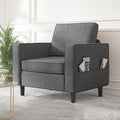 Mjkone Armchair Sofa Chair with Storage Pockets Modern Velvet Single Sofa Chairs Comfortable Small Space Reading Chair for Living Room/Apartment/Bedroom - Dark Grey