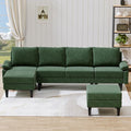 115 Inch Modular Sectional Sofa with Storage Ottoman Modern L-Shaped Sectional Couch with Chaise Chenille Couch for Living Room Apartment or Small Spaces Green