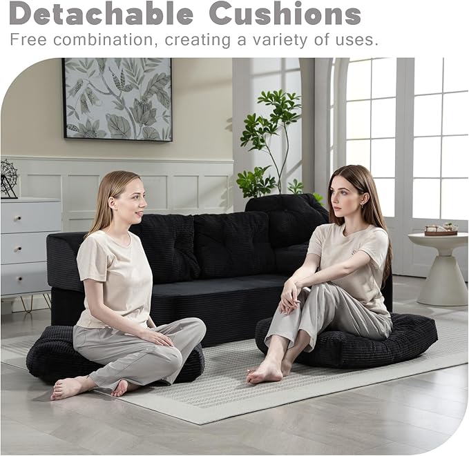 from Couch to Cloud: 3-Seater Boneless Sofa Bed for Small Spaces Cozy Tufted Corduroy Sleeper for Modern Adults No Assembly Needed Ships Compressed