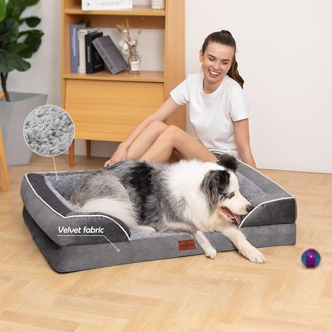 Comfort Expression Orthopedic Dog Bed for Small Dogs 20x14 Inch Waterproof Supportive Egg Crate Foam Small Pet Bed with Removable Bolsters Dog Couch with Washable Cover &amp Non-Slip Bottom Grey